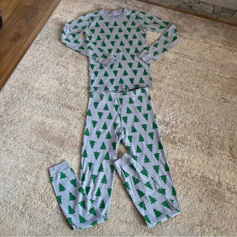 Hanna Andersson Long John Pajama Set Pine Trees Print Long Sleeve Organic Cotton